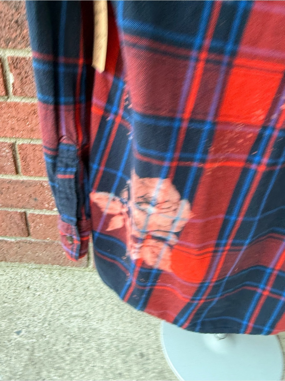 Handmade - Rose - Women's Red & Navy Plaid Floral Button-Up Shirt - Picture 5 of 13